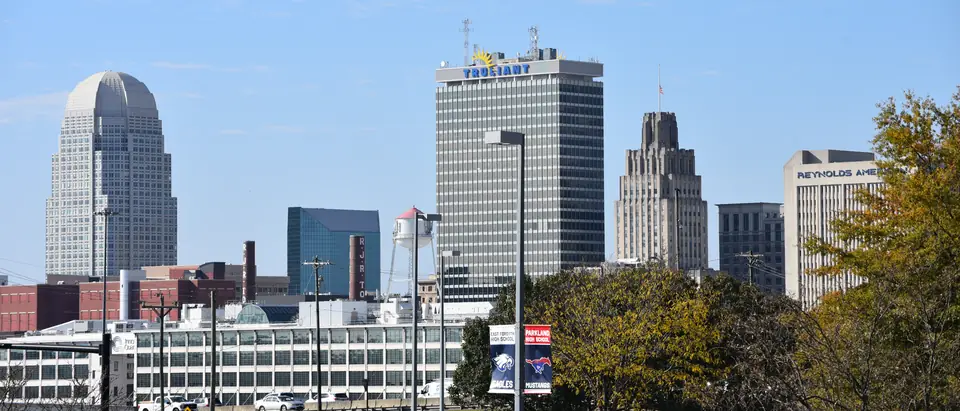 The Winston-Salem skyline on a clear day